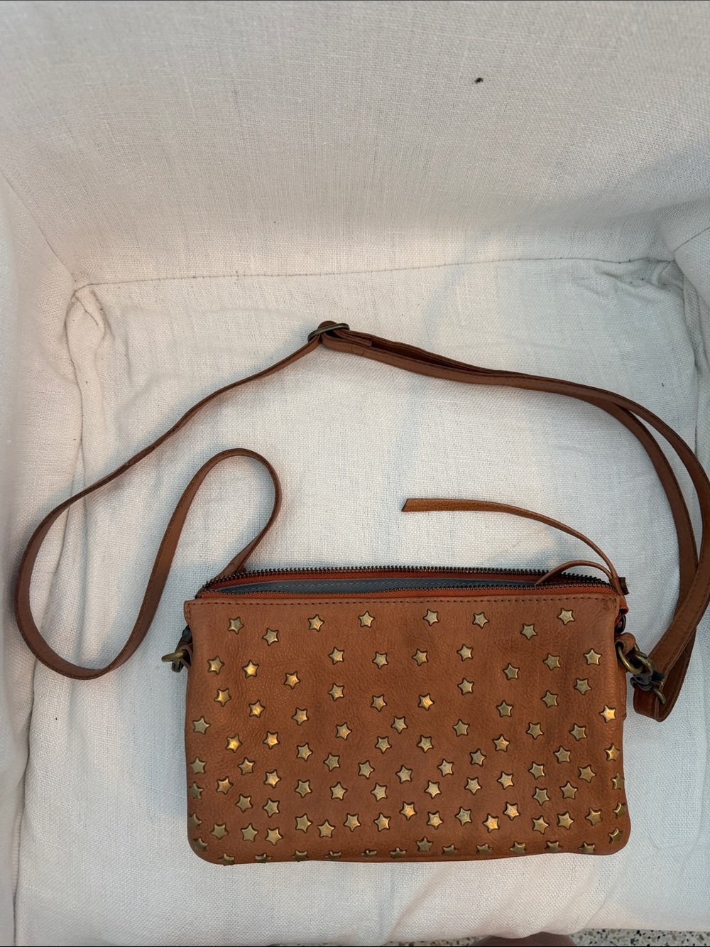 Day & Mood Brown Star-Studded Crossbody Bag